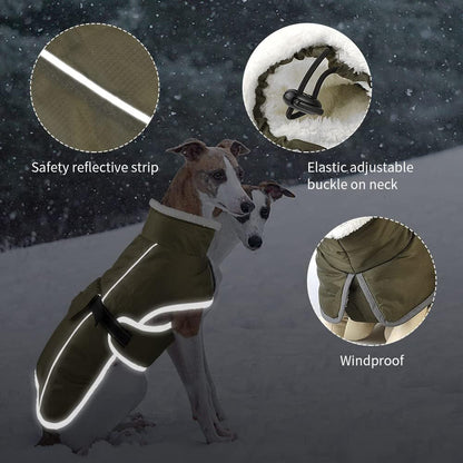 Green Dog Winter Jacket â€“ Warm, Windproof & Waterproof Pet Coat with Fleece Lining and Reflective Strips for Cold Weather(Size: S)
