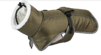 Green Dog Winter Jacket â€“ Warm, Windproof & Waterproof Pet Coat with Fleece Lining and Reflective Strips for Cold Weather(Size: L)
