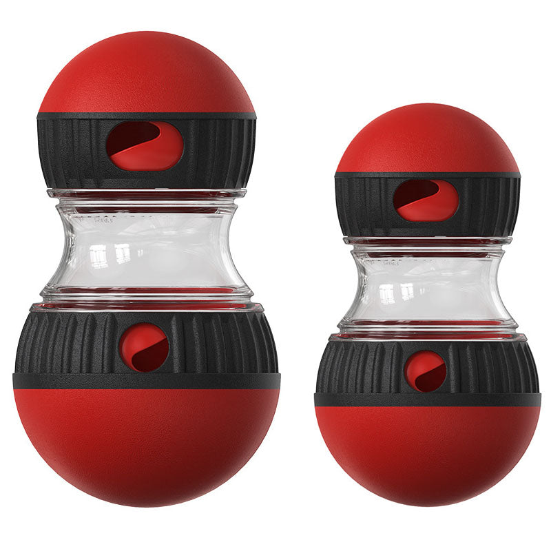 2-Piece Red Slow Feeder Dog Toy Set â€“ Large & Small Rolling Treat Dispenser Ball for Puzzle Feeding, Mental Stimulation, and Digestive Health