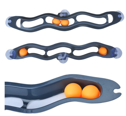 Black Cat Track Ball Toy â€“ Wave-Shaped Wall Mount Puzzle for Indoor Cats, with Rolling Balls and Suction Cups