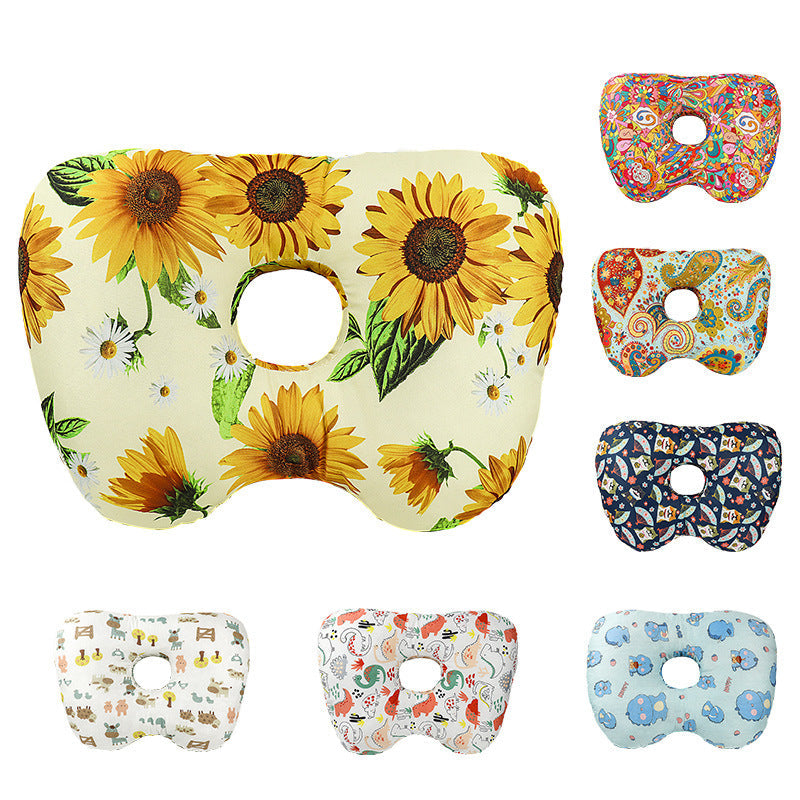 Sunflower Hollow Ear Support Pillow â€“ Adjustable Side Sleep Neck Cushion with PP Cotton Filling and Breathable Fabric