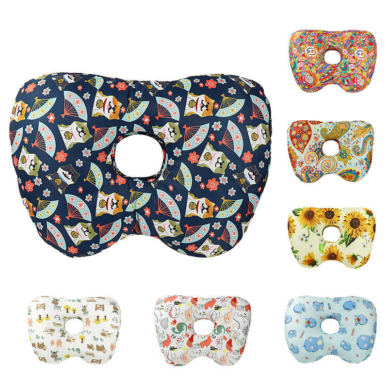 Fan Hollow Ear Support Pillow â€“ Adjustable Side Sleep Neck Cushion with PP Cotton Filling and Breathable Fabric