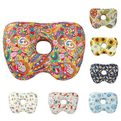 Rainbow Flower Hollow Ear Support Pillow â€“ Adjustable Side Sleep Neck Cushion with PP Cotton Filling and Breathable Fabric