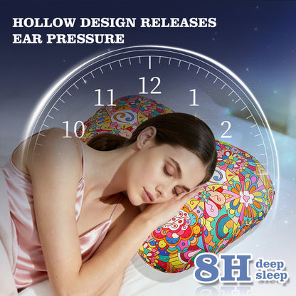 Rainbow Flower Hollow Ear Support Pillow â€“ Adjustable Side Sleep Neck Cushion with PP Cotton Filling and Breathable Fabric