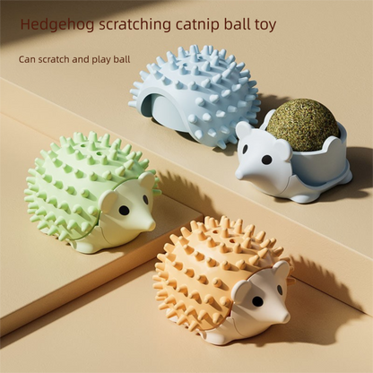 3-Pack Cat Hedgehog Lick Toys â€“ Rotating Catnip Ball Scratcher with Adhesive Mount, ABS Self-Play Wall Toy in Green, Blue & Brown