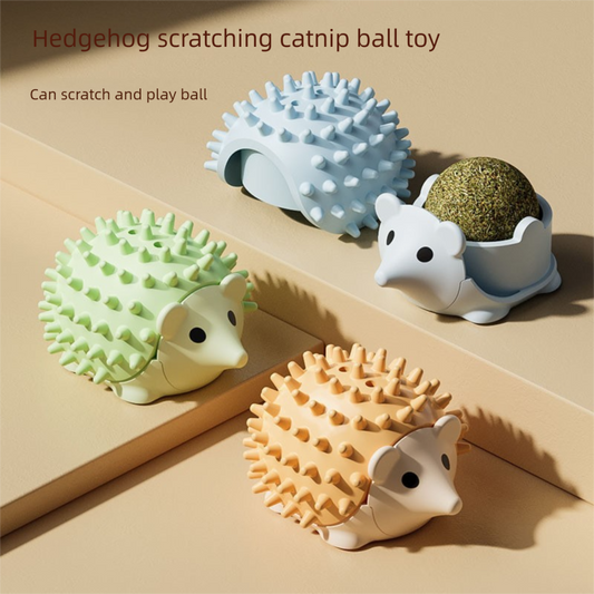 3-Pack Cat Hedgehog Lick Toys â€“ Rotating Catnip Ball Scratcher with Adhesive Mount, ABS Self-Play Wall Toy in Green, Blue & Brown
