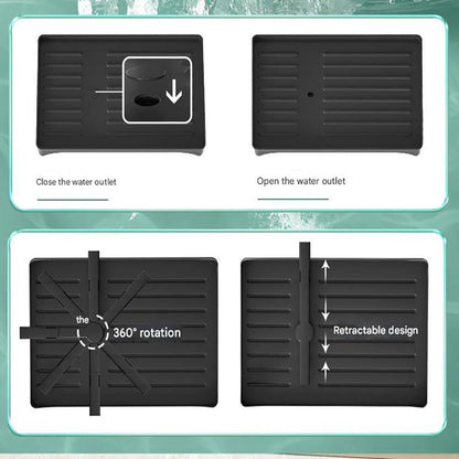 Black Foldable Dish Rack with Drain Tray, Knife & Chopstick Holder, Cup Rack, and Cutting Board Support â€“ 42cm x 29cm x 29cm, Easy-Install Kitchen Storage Organizer for Plates, Bowls, Glasses, and Utensils