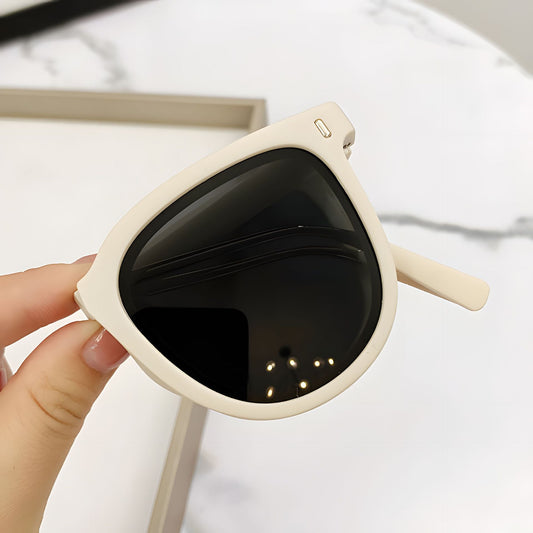 Apricot color Foldable UV400 Sunglasses for Men and Women â€“ Lightweight Driving & Outdoor Sun Glasses with Hard Case, 18.4g TR+Metal Frame, Compact 32mm Folded Size