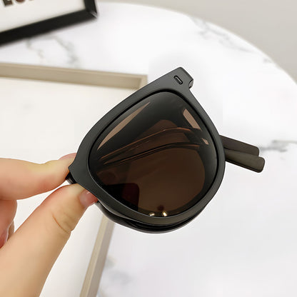 Autumn Tea Foldable UV400 Sunglasses for Men and Women â€“ Lightweight Driving & Outdoor Sun Glasses with Hard Case, 18.4g TR+Metal Frame, Compact 32mm Folded Size
