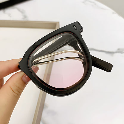 Pink Foldable UV400 Sunglasses for Men and Women â€“ Lightweight Driving & Outdoor Sun Glasses with Hard Case, 18.4g TR+Metal Frame, Compact 32mm Folded Size