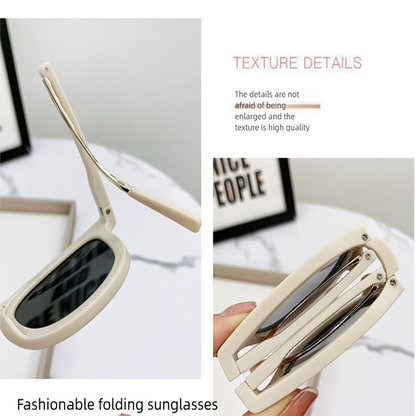 Pink Foldable UV400 Sunglasses for Men and Women â€“ Lightweight Driving & Outdoor Sun Glasses with Hard Case, 18.4g TR+Metal Frame, Compact 32mm Folded Size