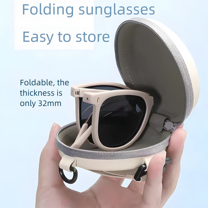 Pink Foldable UV400 Sunglasses for Men and Women â€“ Lightweight Driving & Outdoor Sun Glasses with Hard Case, 18.4g TR+Metal Frame, Compact 32mm Folded Size