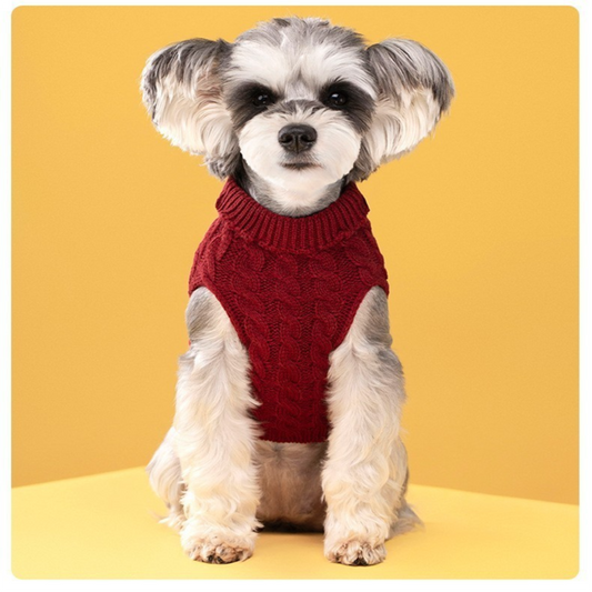 Black Fall & Winter Pet Knit Sweater â€“ Solid Color Cable Knit Turtleneck for Small Dogs, Soft Breathable Warm Clothing with 3D Fit Design, Ideal for Teddy, Poodle, and Bichon(Size: L)