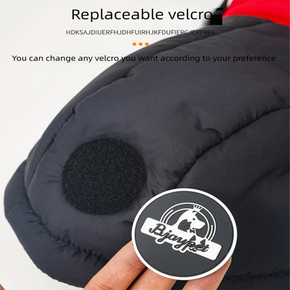 Red Thickened Winter Dog Coat with Reflective Strips â€“ Waterproof, Windproof Pet Jacket for Small to Medium Dogs, Adjustable Fit with Detachable Leash Hook and Decorative Velcro Patch(Size: S)