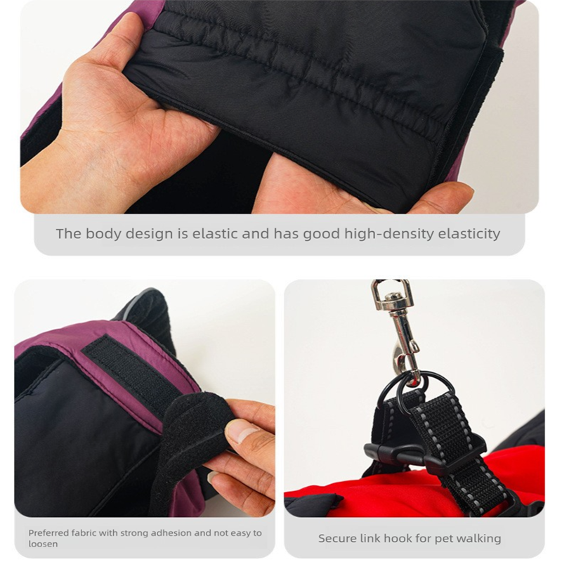Green Thickened Winter Dog Coat with Reflective Strips â€“ Waterproof, Windproof Pet Jacket for Small to Medium Dogs, Adjustable Fit with Detachable Leash Hook and Decorative Velcro Patch(Size: M)