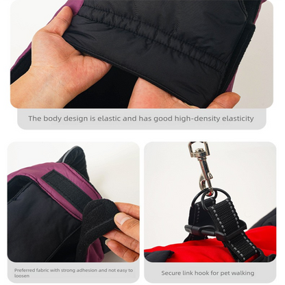Green Thickened Winter Dog Coat with Reflective Strips â€“ Waterproof, Windproof Pet Jacket for Small to Medium Dogs, Adjustable Fit with Detachable Leash Hook and Decorative Velcro Patch(Size: M)