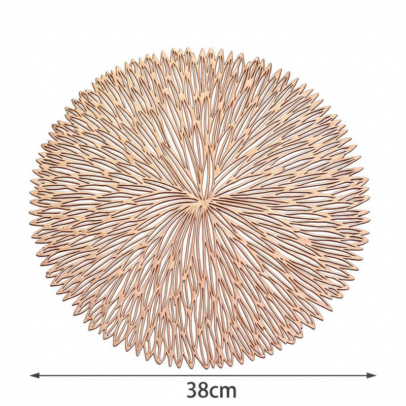 Silver Set of 3 Nordic-Style Round Table Mats â€“ Heat-Resistant, Non-Slip PVC Placemats for Home Use, Creative Dish Pads, 38cm Diameter, Ideal for Dining Tables and Decor