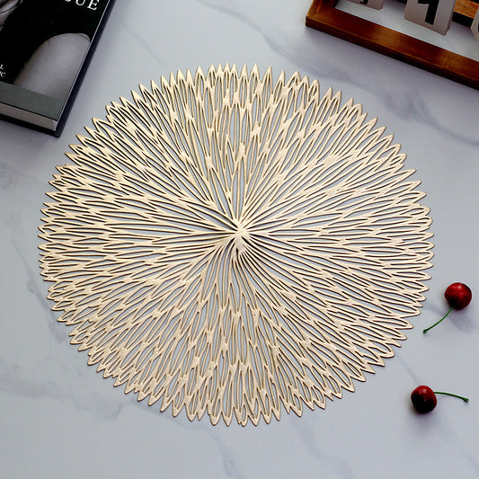 Gold Set of 3 Nordic-Style Round Table Mats â€“ Heat-Resistant, Non-Slip PVC Placemats for Home Use, Creative Dish Pads, 38cm Diameter, Ideal for Dining Tables and Decor