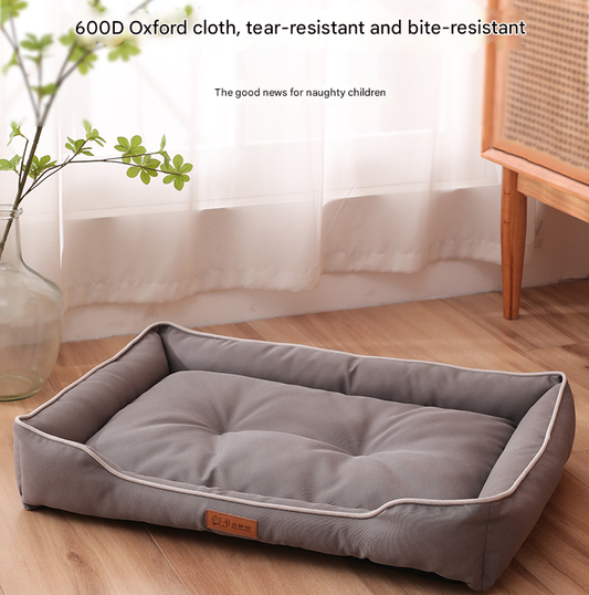 Pink Rectangular Pet Bed with Removable Cooling Mat â€“ Durable 600D Oxford Fabric Dog & Cat Bed, High-Rebound PP Cotton Filling, Non-Slip Base, for Medium to Large Breeds, Includes Free Cooling Pad(Size:M)