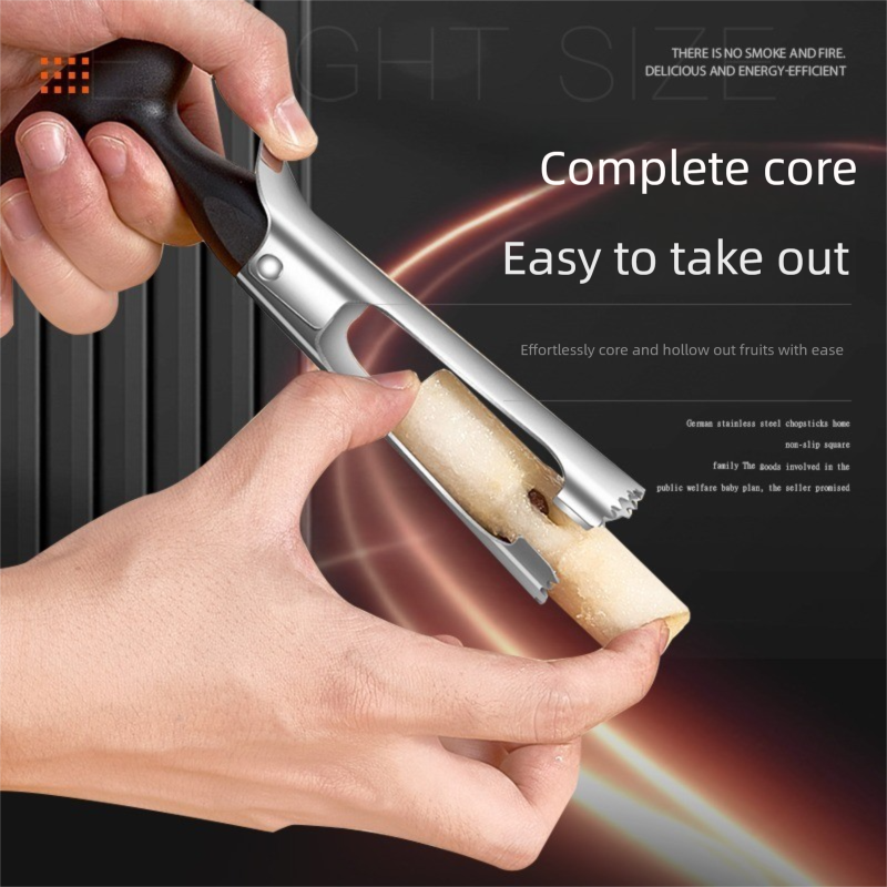 Black Set of 2 Stainless Steel Apple Corers â€“ Heavy-Duty Fruit Core Remover Tool with Comfort Grip, Easy to Use & Clean, for Apples, Pears, and Similar Fruits