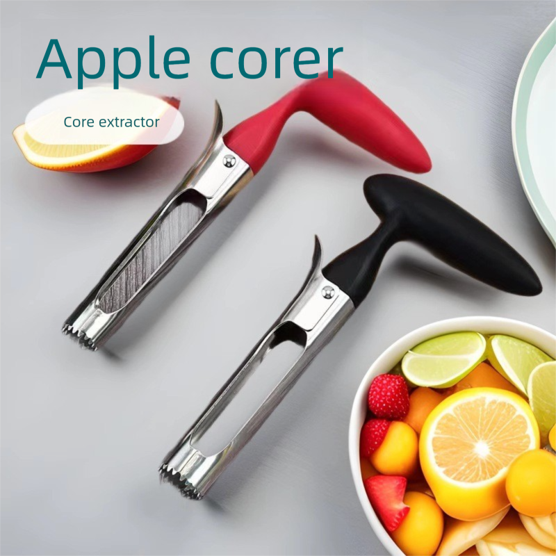 Black Set of 2 Stainless Steel Apple Corers â€“ Heavy-Duty Fruit Core Remover Tool with Comfort Grip, Easy to Use & Clean, for Apples, Pears, and Similar Fruits