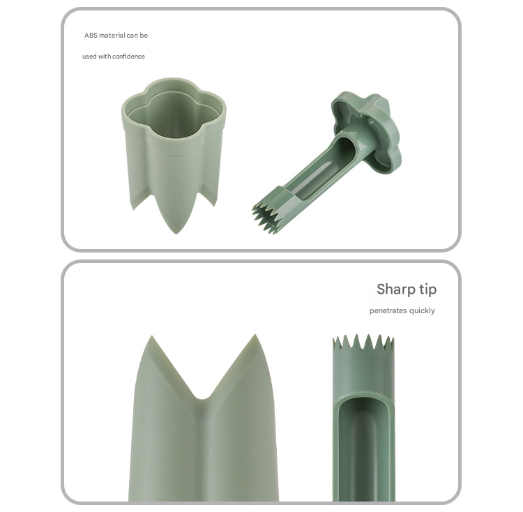 2-Pack ABS Vegetable Core Remover â€“ White & Green, Dual Inner Channel Design, Stackable Kitchen Tool for Peppers Tomatoes Apples