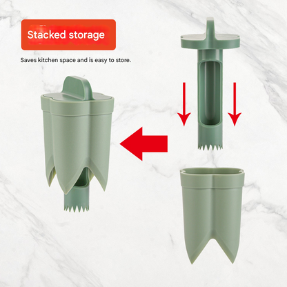 2-Pack ABS Vegetable Core Remover â€“ White & Green, Dual Inner Channel Design, Stackable Kitchen Tool for Peppers Tomatoes Apples