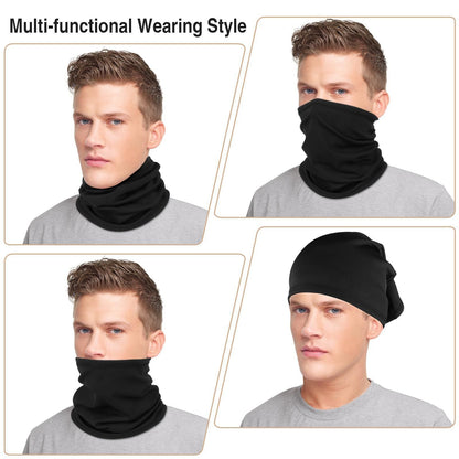 Black and gray Multi-Functional Thermal Neck Gaiter â€“ Windproof, Stretchable Face & Head Cover for Skiing, Cycling, Hiking and Outdoor Activities