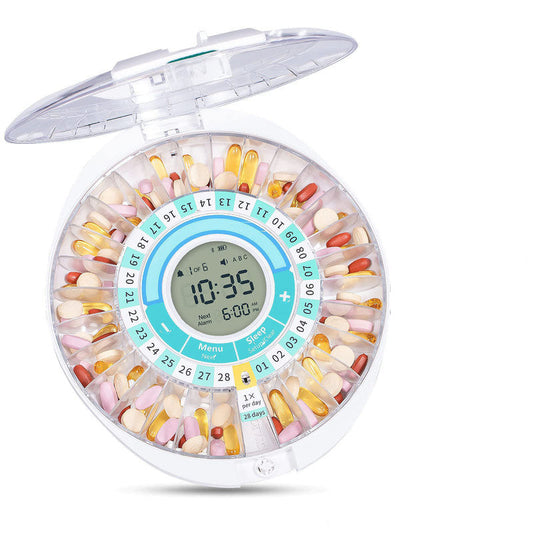 Automatic Rotating Pill Dispenser with Timer Alarm â€“ Multi-Compartment Medication Organizer for Daily Health Management