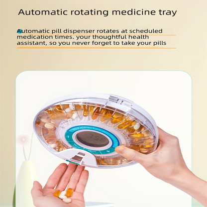 Automatic Rotating Pill Dispenser with Timer Alarm â€“ Multi-Compartment Medication Organizer for Daily Health Management