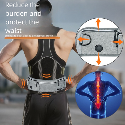 Black Shock-Absorbing Running & Dog Walking Belt â€“ Integrated Waist Pack with Retractable Traction Rope and Ergonomic Support