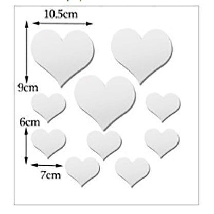 2-Pack Heart-Shaped Acrylic Mirror Wall Decals â€“ Multi-Size Set (Max ~10.5cm), Silver & Gold Finish, Removable Decorative Stickers