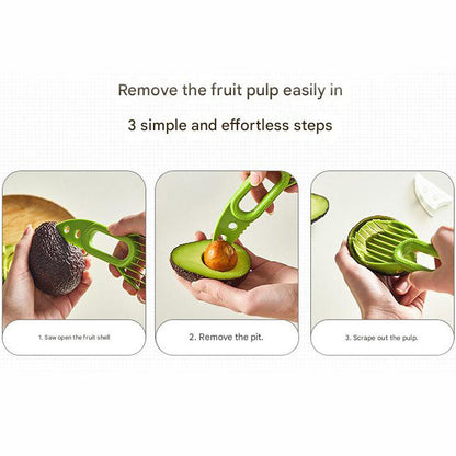 5-Pack Green Multi-Function Fruit Cutter Set â€“ Precision Avocado Slicer with Integrated Pit Remover & Even Slicing Grid, PP Material, Compact Design