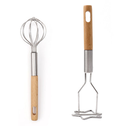 2-Piece Kitchen Tool Set: Mini Whisk + Star-Shaped Potato Masher â€“ Compact for Egg Beating & Mashing