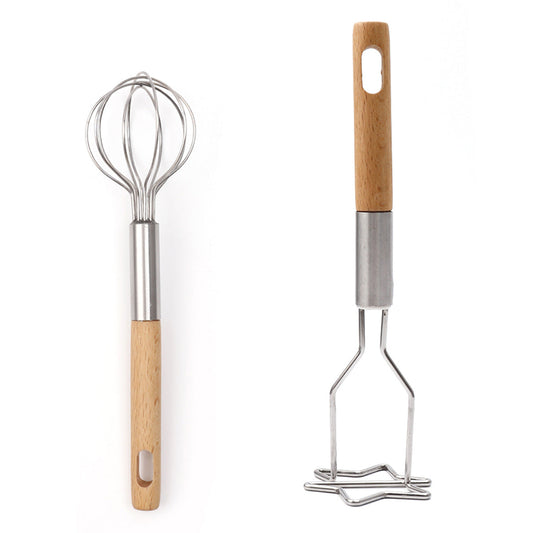 2-Piece Kitchen Tool Set: Mini Whisk + Star-Shaped Potato Masher â€“ Compact for Egg Beating & Mashing