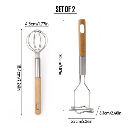 2-Piece Kitchen Tool Set: Mini Whisk + Star-Shaped Potato Masher â€“ Compact for Egg Beating & Mashing