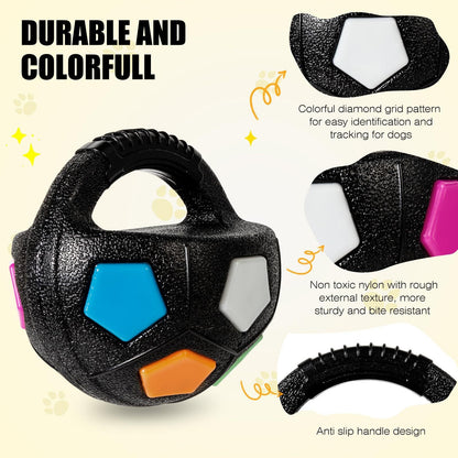 Black and white Dog Toy: Handheld Bouncing Ball with Sound – TPR Material, 13cm Diameter, Bite-Resistant & Floatable for Active Play