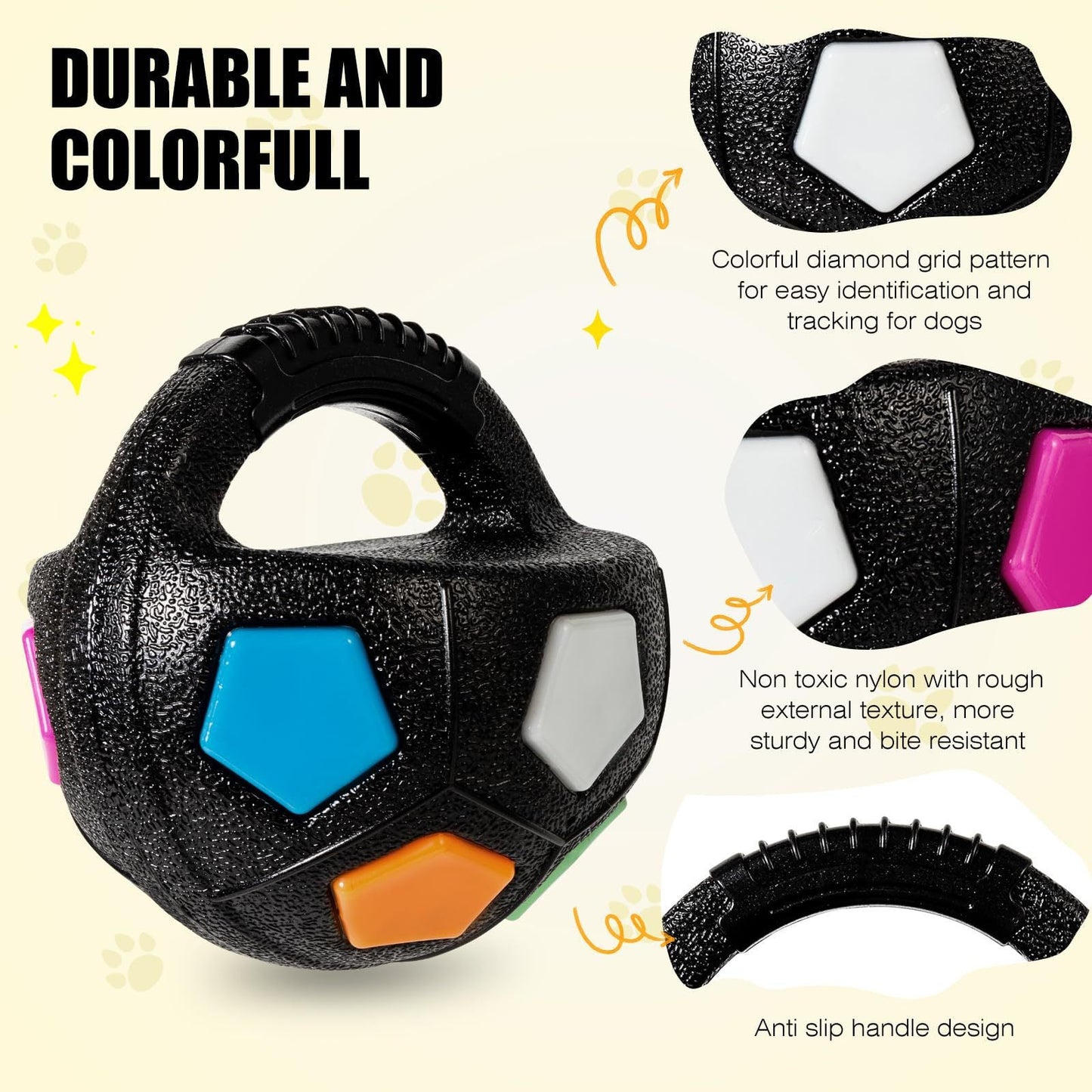 Colorful Dog Toy: Handheld Bouncing Ball with Sound – TPR Material, 13cm Diameter, Bite-Resistant & Floatable for Active Play