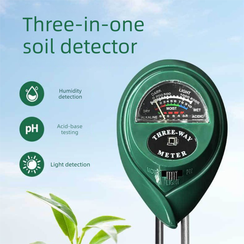 3-in-1 Soil Tester Meter for Moisture, pH and Light Intensity â€“ Battery-Free Analog Probe for Gardening, Farming and Plant Care