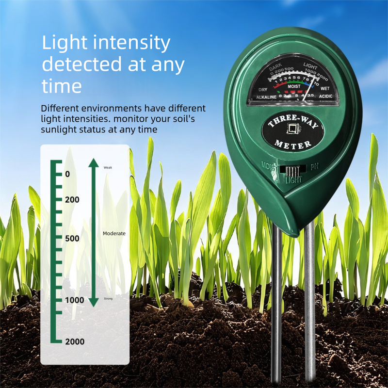 3-in-1 Soil Tester Meter for Moisture, pH and Light Intensity â€“ Battery-Free Analog Probe for Gardening, Farming and Plant Care