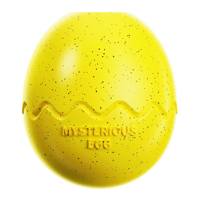Yellow Mysterious Egg Slow-Feeder Treat Dispenser for Dogs – Food-Grade TPR Interactive Toy with 7 Internal Feeding Posts, Freezable and Dishwasher-Safe Design
