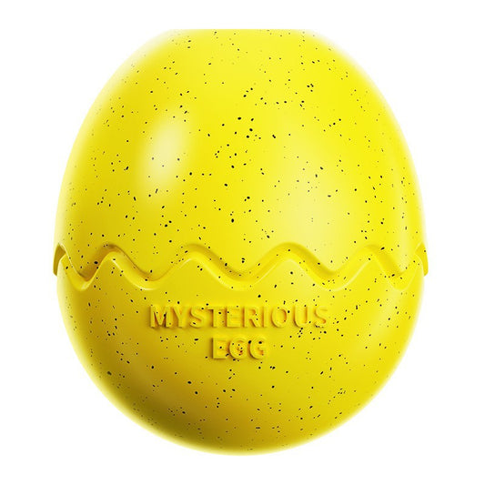 Yellow Mysterious Egg Slow-Feeder Treat Dispenser for Dogs – Food-Grade TPR Interactive Toy with 7 Internal Feeding Posts, Freezable and Dishwasher-Safe Design