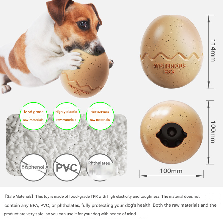 Yellow Mysterious Egg Slow-Feeder Treat Dispenser for Dogs – Food-Grade TPR Interactive Toy with 7 Internal Feeding Posts, Freezable and Dishwasher-Safe Design