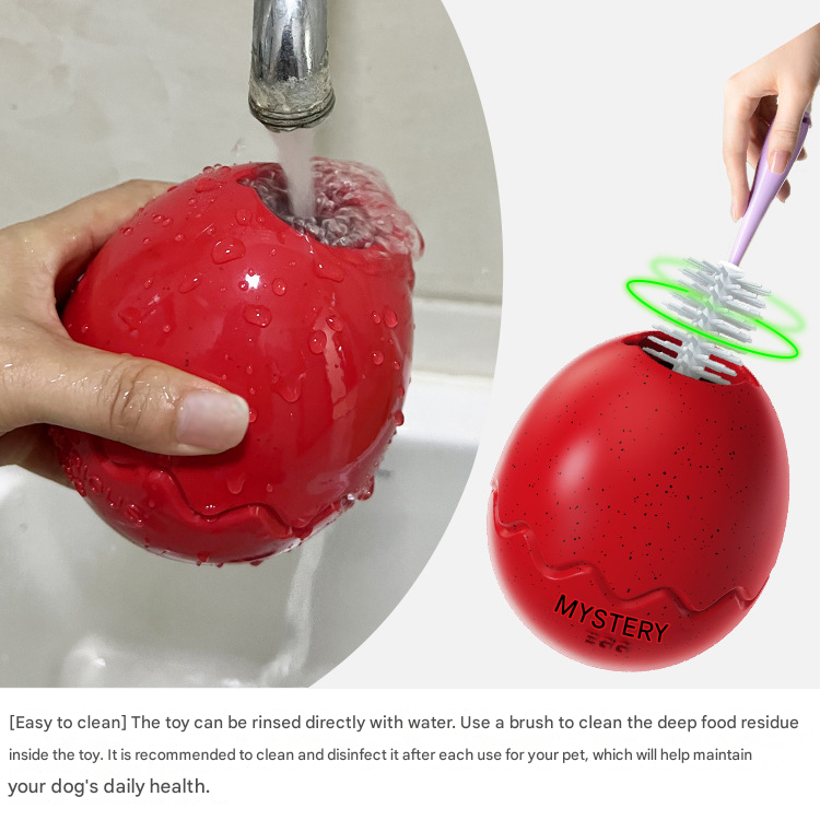 Pink Mysterious Egg Slow-Feeder Treat Dispenser for Dogs – Food-Grade TPR Interactive Toy with 7 Internal Feeding Posts, Freezable and Dishwasher-Safe Design