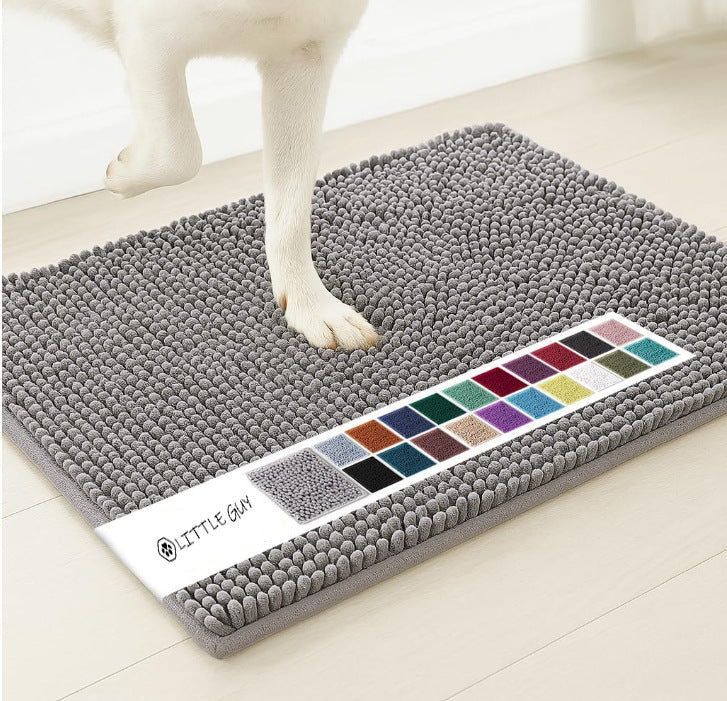 Light grey 50×80 cm Extra-Thick Chenille Floor Mat for Bathrooms and Pet Use – High-Density Absorbent, Non-Slip, Machine-Washable Rug for Dogs and Humans