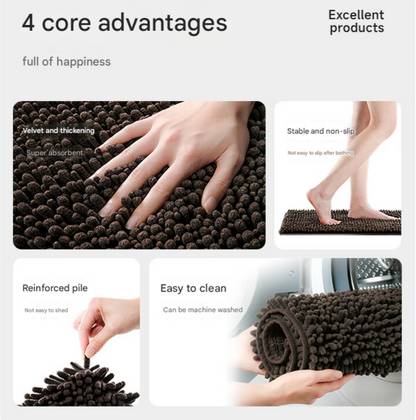 Dark green 50×80 cm Extra-Thick Chenille Floor Mat for Bathrooms and Pet Use – High-Density Absorbent, Non-Slip, Machine-Washable Rug for Dogs and Humans