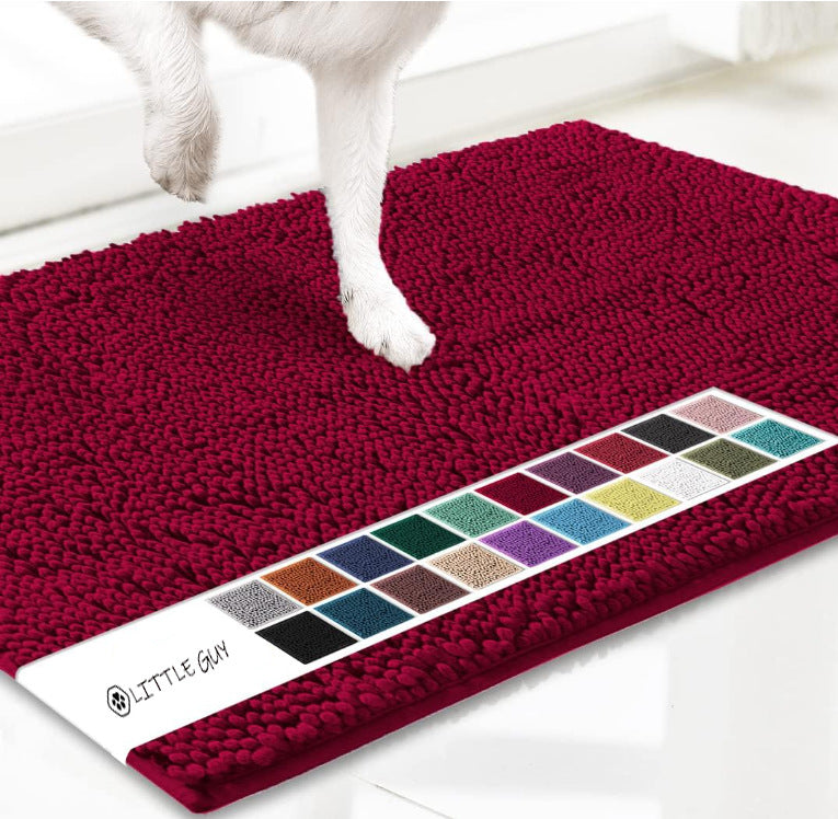 Deep red 50×80 cm Extra-Thick Chenille Floor Mat for Bathrooms and Pet Use – High-Density Absorbent, Non-Slip, Machine-Washable Rug for Dogs and Humans