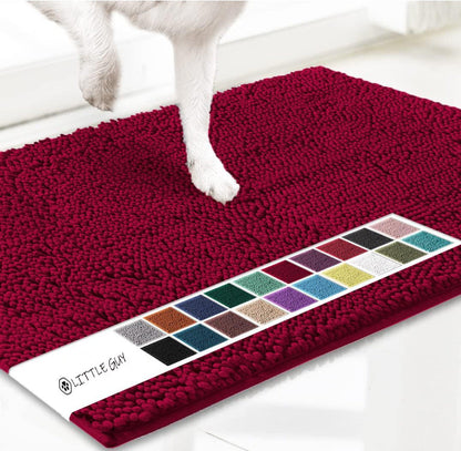 Deep red 50×80 cm Extra-Thick Chenille Floor Mat for Bathrooms and Pet Use – High-Density Absorbent, Non-Slip, Machine-Washable Rug for Dogs and Humans