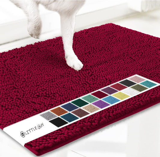 Deep red 50×80 cm Extra-Thick Chenille Floor Mat for Bathrooms and Pet Use – High-Density Absorbent, Non-Slip, Machine-Washable Rug for Dogs and Humans