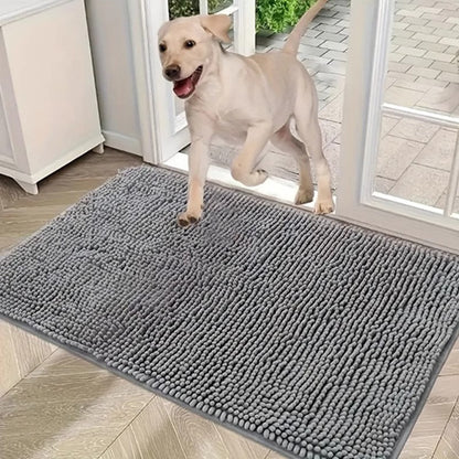 Atlantic Blue 50×80 cm Extra-Thick Chenille Floor Mat for Bathrooms and Pet Use – High-Density Absorbent, Non-Slip, Machine-Washable Rug for Dogs and Humans